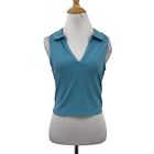 Abercrombie & Fitch Polo Top Womens Medium Water Soft Essentials Cropped Collar