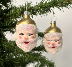 2,5 Zoll Glitzer Weihnachtsmann Gesicht Glas Ornamente Trimmer von Bradford - Bild 1 von 4