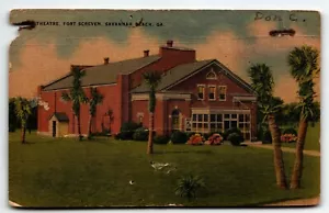 Postkarte Theater Fort Screven Savannah Beach Georgia GA PM 1943 - Bild 1 von 2