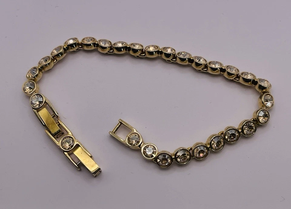 Pulsera Tenis Swarovski Matrix Corte Redondo, Blanco, Chapado en Oro - 7.5" Largo Foto 1 de 4