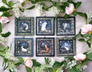 Luna Negra Animal Espíritu Protección Wicca Placa Altar Pared Colgante Regalo Arte - Imagen 1 de 35