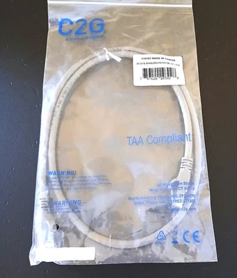 C2G 3 FEET CAT6 SNAGLESS PATCH CBL GRAY-TAA COMPLIANT--NEW-- - Image 1 of 2