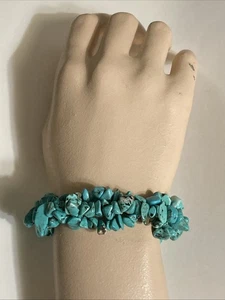 Pulsera elástica con astillas de turquesa - Imagen 1 de 10