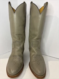 Frye Gray Leather Black Stitch Detailing Cowboy Boot Sz 10.5 Some Wear See Pics - Picture 1 of 16