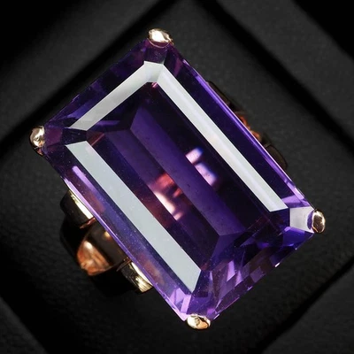 Anillos Estate Terciopelo Violeta Amatista 19Ct Plata de Ley 925 Oro Rosa Talla 7.25 Foto 1 de 4