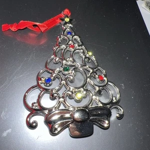 Lenox Christmas Ornament Sparkle And Scroll Lennox Crystal Tree Silverplate - Picture 1 of 13