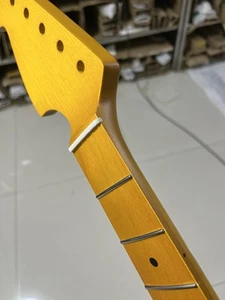 Cabezal grande amarillo 21 trastes mano izquierda arce guitarra mástil adecuado Fender Strat - Imagen 1 de 5