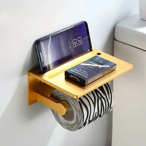 Luxury Paper Holder with Cover Bathroom Space Aluminum Paper Holder Shelf Rack& - Picture 1 of 21