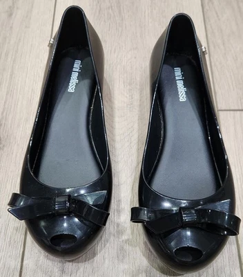 Mini Melissa Ultragirl Arco Ballet Pisos Peep Toe Jelly Niñas Talla 3 Negro Foto 1 de 4