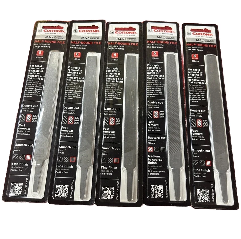 Corona Half-Round File - 6 Inch, Smooth Cut - Lot Of 5 - Image 1 of 4
