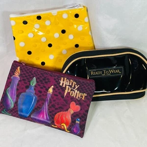 LOTE de 3 bolsas de aseo con cremallera, estuche pequeño de maquillaje/cosméticos Harry Potter, amarillo - Imagen 1 de 13
