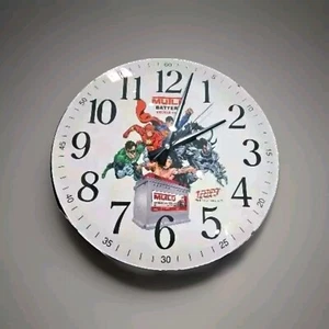 Wall Clock JUSTICE LEAGUE TM & DC Superman,Batman,Flash,etc. For MUTLU BATTERY - Picture 1 of 3