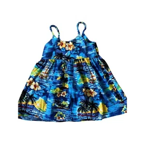 Ky's Hawaiian Dress Girls Youth Dress 6 Blue Floral Sleeveless Island Travel - Picture 1 of 6