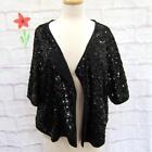AVENUE The Luxe Collection Black Sequin Open Front Cardigan Short Sleeve 26/28