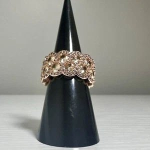RG11119 Pretty Perspective, Smokey Topaz Cubic Zirconia on Rose Gold Plating Sz7 - Picture 1 of 4
