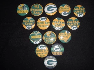 15 Green Bay Packers espalda plana o pin insignia cabujones adornos imanes - Imagen 1 de 5