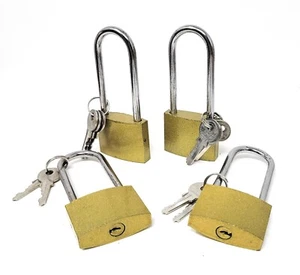4 Padlock Cast Iron / Stainless Steel Keyed Long Shackle Lock 85 mm x 37 mm Gold - Picture 1 of 1