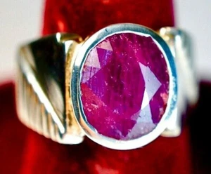 Beautiful 925 St. Silver Ruby Ring, with Oval Shape 4.5 Ct 12x10 mm, Size O - Picture 1 of 5