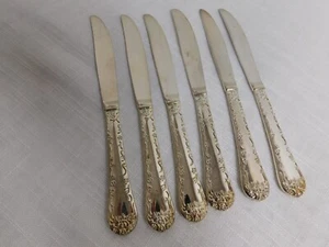 G6 - Wm. Rogers & Sons Enchanted Rose Dinner Knives Lot of 6 - Picture 1 of 4