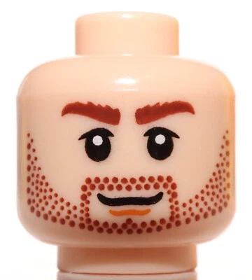 Lego Light Nougat Head Dual Sided Grin Beard Stubble  Bushy Eyebrows Dastan - Image 1 of 2