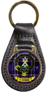 Llavero de cuero Scottish Family Clan Crest St Andrews hecho en Escocia - Imagen 1 de 2