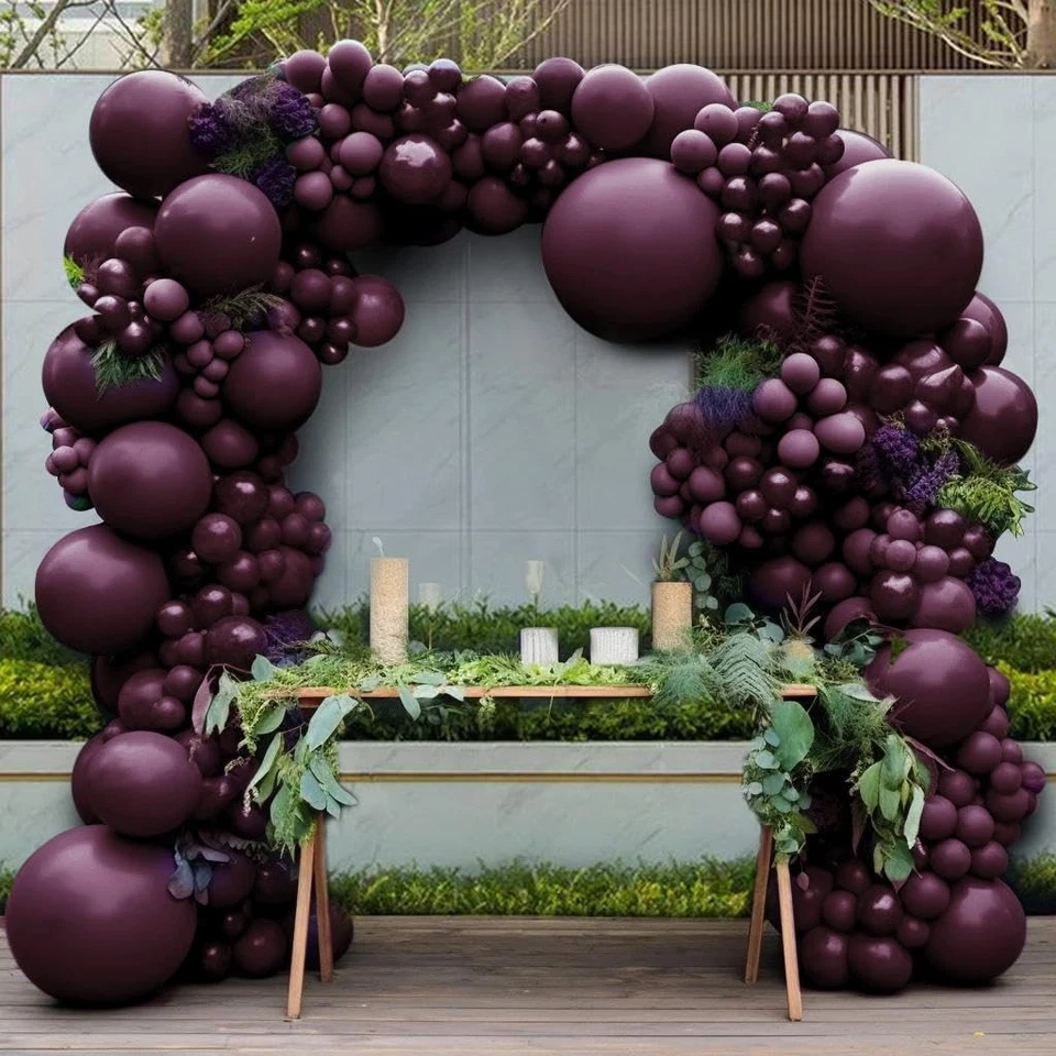 Burgundy Balloons Double Stuffed Dark Purple Plum Mauve Balloon Garland Maroo... - Image 1 of 4