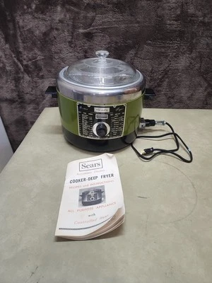 Freidora de cocina vintage SEARS 309.69320 verde aguacate probada con folleto  Foto 1 de 4