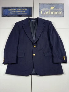 VTG Brooks Brothers Jacket Mens 40 Short Cashmere Gold Navy Coat Ultra Soft USA - Picture 1 of 19