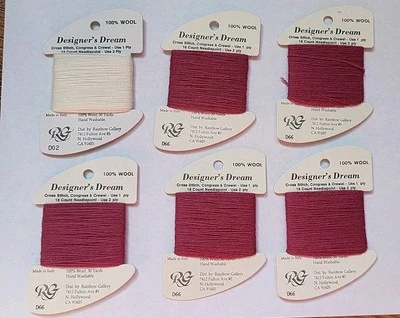 Lot of 6 Designer's Dream Wool Thread - Mauve White Rainbow Gallery Italy - Image 1 of 4