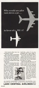 1964 Lake Central Airlines: Pilot Turn Down Jet Vintage Print Ad - Picture 1 of 1