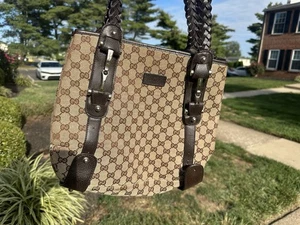 Gucci Monogram GG Canvas Pelham Shoulder Bag Brown Authentic - Picture 1 of 23