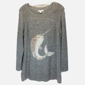 Lauren Conrad Women Grey Norwal Animal Sweater Sz L Sparkly - Picture 1 of 5