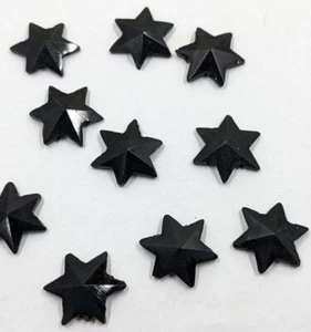 10 Vintage Antique 1800s Black Glass Mourning Beads 2cm Star Adornment 2 Hole - Picture 1 of 10