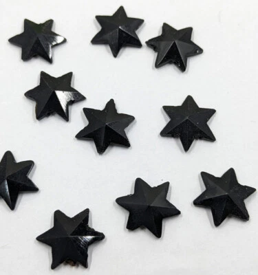 10 cuentas de luto de vidrio negro antiguas vintage del siglo XIX 2 cm estrella 2 agujeros C29-64 Foto 1 de 4