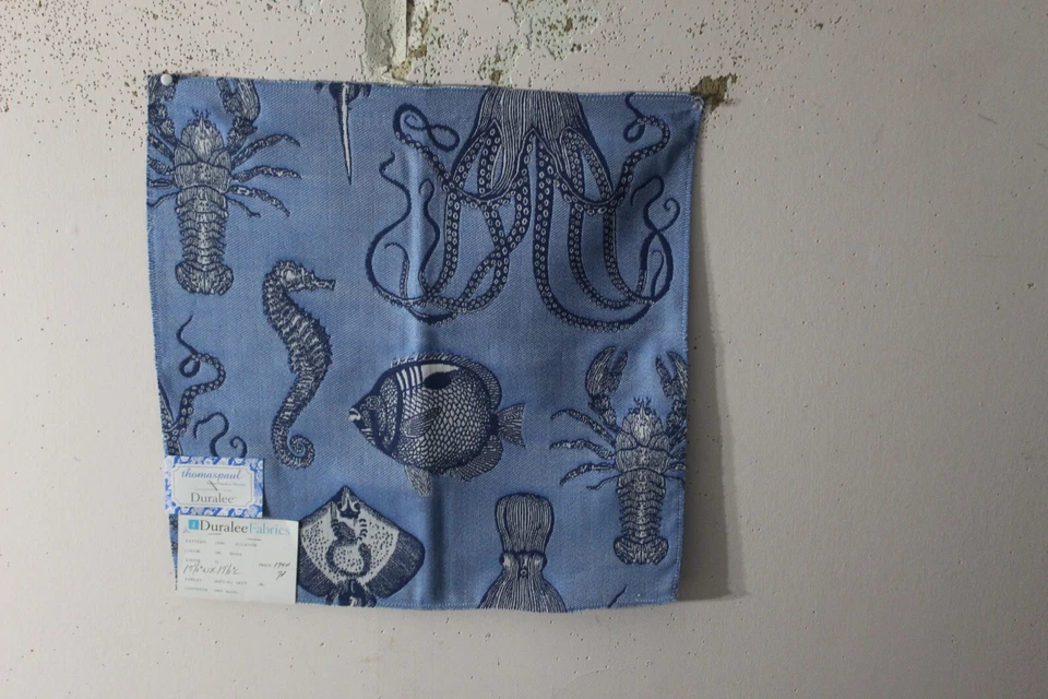 Duralee, Thomas Paul, Atlantis, Tejido, Sea Life, 17.50" W X 17.50" L, Clr Denim Foto 1 de 1