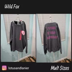 Wildfox " I Wish It Was Saturday " Gray Crewneck Sizes XS, Large, XL NWT - Picture 1 of 6