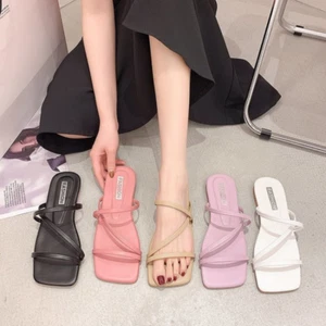 Zapatillas Verano Nuevas Mujer Versión Coreana Planas Una Palabra Mujer Zapatillas - Imagen 1 de 14