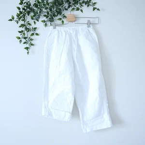 Hanna Andersson Kids White Wide Leg Roll Tab Convertible Cotton Pants Size 120 - Picture 1 of 4