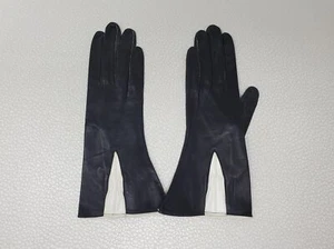 Vintage Wilkins Ladies Black and White Kid Leather Gloves - Picture 1 of 9