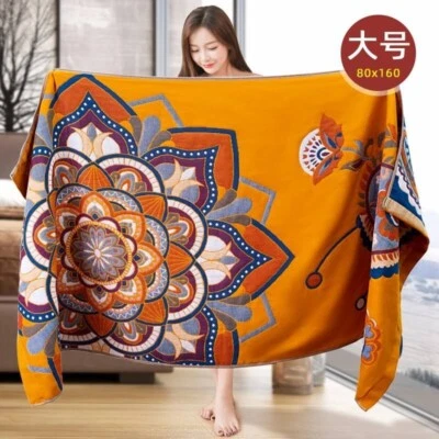 100%有机棉浴巾大号身体包裹复古花卉柔软速干 — 第 1/4 张图片