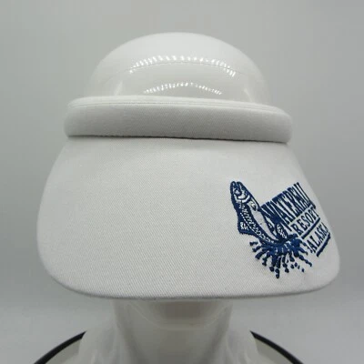 Waterfall Resort Alaska Adult Visor Hat Cap White Blue Wide Brim * - Image 1 of 4