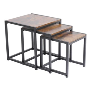 Farmhouse Accent Wood Nested Coffee Table Room Stacking Sofa Side Table Square - Picture 1 of 11