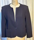 Vintage Albert NIPON  Women’s Navy Blue Wool Crepe Jacket Sz 12 Pre-owned