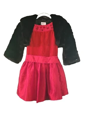 Vestido rojo American Girl Joyful Jewels 2015 vacaciones Navidad negro encogerse de hombros talla 8 Foto 1 de 4
