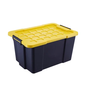 2 x KA 60L Heavy Duty Plastic Storage Container Stackable Tub Tool Box Black - Picture 1 of 3
