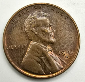 1941 S Lincoln Wheat Cent RED BROWN Choice AU CH RB Penny Free Ship! - Picture 1 of 4