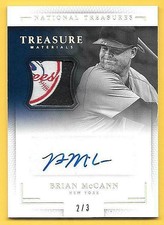 2016 National Treasures Brian McCann Prime LOGO Laundry Tag Patch Autograph #2/3