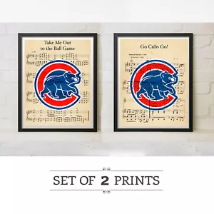 Chicago Go Cubs Go Take Me out Ball Game Sheet Music Gift Logo Art Alternate Set - Picture 1 of 3