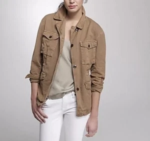 Chaqueta utilitaria J Crew Brigadier talla M marrón cordón cintura algodón botón - Imagen 1 de 12