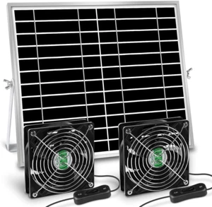 Solar Powered Fan, Solar Fan for Shed, Chicken Coop, Greenhouse, outside with Tw - Picture 1 of 7
